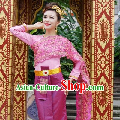 Traditional National Thai Dress Thai Traditional Dress Dresses Wedding Dress online for Sale Thai Clothing Thailand Clothes Complete Set for Women Girls Adults Youth Kids