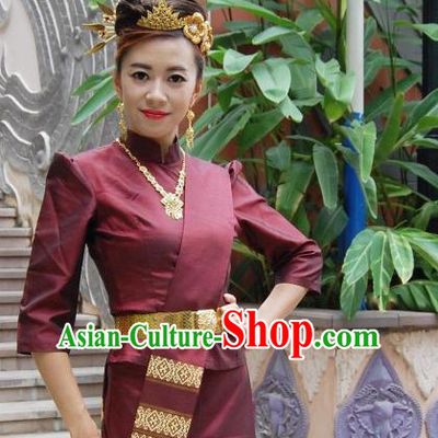 Traditional National Thai Dress Thai Traditional Dress Dresses Wedding Dress online for Sale Thai Clothing Thailand Clothes Complete Set for Women Girls Adults Youth Kids