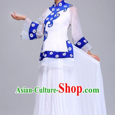 Chinese Folk Group Fan Dance Costumes Dress online for Sale Complete Set for Women Girls Adults Youth Kids