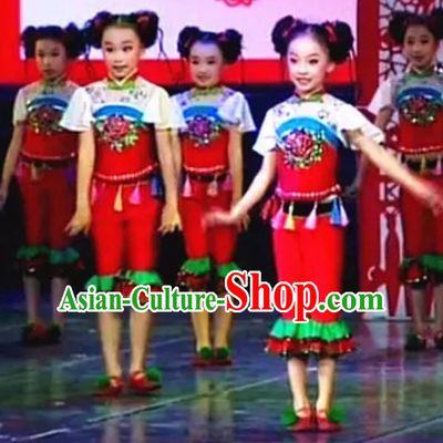 Chinese Folk Festival Dance Costumes for Kids