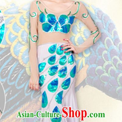 Chinese Peacock Dance Costumes Dancewear and Headpieces Complete Set for Women
