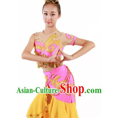Chinese Traditional Classical Dance Costumes Dancewear and Headpieces Complete Set for Women