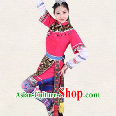 Chinese Traditional Classical Ethnic Dance Costumes Dancewear and Headpieces Complete Set for Women