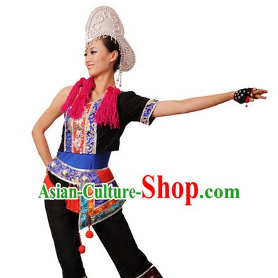 Chinese Traditional Classical Dance Costumes Dancewear and Headpieces Complete Set for Women