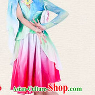 Chinese Traditional Classical Group Dance Costumes Dancewear and Headpieces Complete Set for Women