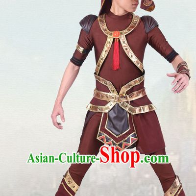 Chinese Traditional Animal Horse Dance Costumes Dancewear and Headpieces Complete Set for Men