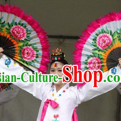 Traditional Korean Dance Feather Peony Fan