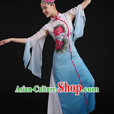 Chinese Lotus Classical Dancing Costume and Headdress Complete Set for Women or Girls