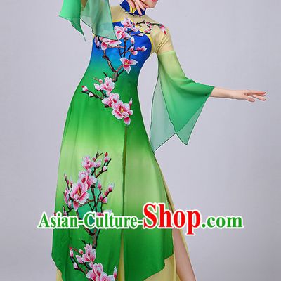Chinese Plum Blossom Classical Dancing Costume and Headdress Complete Set for Women or Girls