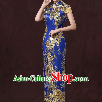 Traditional Handmade Shinning Flower Cheongsam