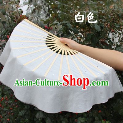 White Traditional Chinese Pure Silk Dance Fan
