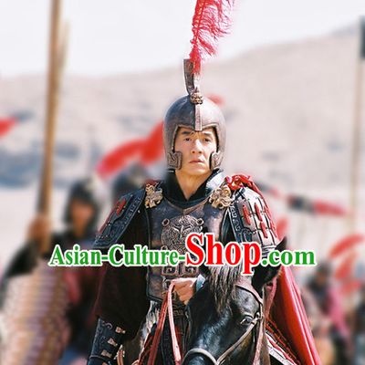 Ancient Chinese Warrior Solider General Armor Costumes and Hat Complete Set for Men