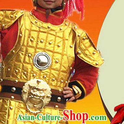Ancient Chinese General Knight Costumes and Hat Complete Set for Children