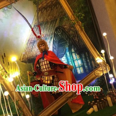 Ancient Chinese Sun Wu Kong Costumes and Hat Complete Set