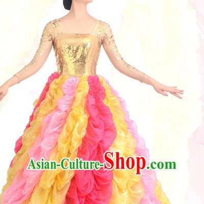 Traditional Chinese Dance Costumes Custom Dance Costume Folk Dance Chinese Dress Cultural Dances and Headdress Complete Set