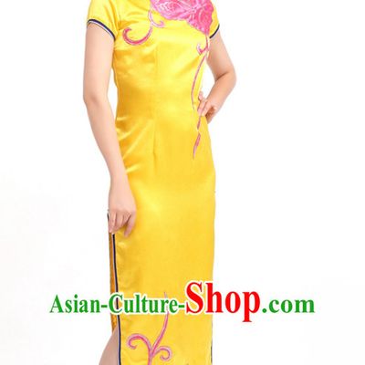 Traditional Chinese Dance Cheongsam Costumes Custom Dance Costume Folk Dance Chinese Dress Cultural Dances and Headdress Complete Set