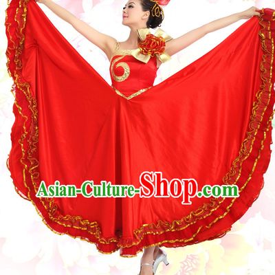 Traditional Chinese Dance Costumes Custom Dance Costume Folk Dance Chinese Dress Cultural Dances and Headdress Complete Set