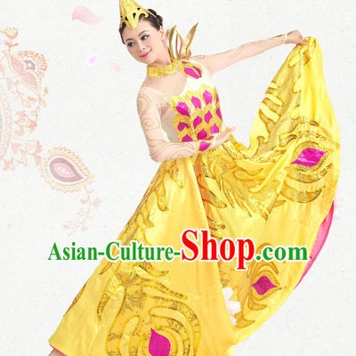 Traditional Chinese Dance Costumes Custom Dance Costume Folk Dance Chinese Dress Cultural Dances and Headdress Complete Set