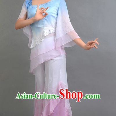 Traditional Chinese Fan Dance Costumes Custom Dance Costume Folk Dancing Chinese Dress Cultural Dances and Headdress Complete Set