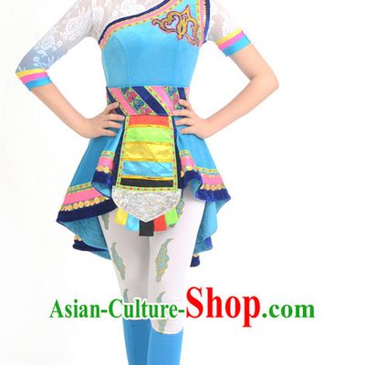 Traditional Chinese Ethnic Tibetan Dance Costumes Custom Dance Costume Folk Dancing Chinese Dress Cultural Dances and Headdress Complete Set