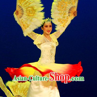 Pure Silk Traditional Hands Painted Chinese Korean Fans Oriental Fan Folk Dance Hand Fan Dance Ribbons Cultural Dances