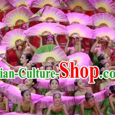 Double Sides Traditional Chinese Fans Oriental Fan Folk Dance Hand Fan Dance Ribbons Cultural Dances