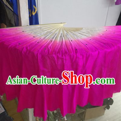 Professional Traditional Chinese Beijing Dance Academy Color Transition Two Sides Pure Silk Dance Fan