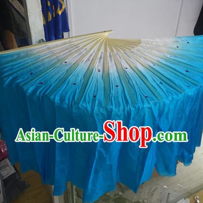 Professional Traditional Chinese Beijing Dance Academy Color Transition Two Sides Pure Silk Dance Fan