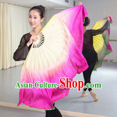 Professional Traditional Chinese Beijing Dance Academy Two Layers Two Sides Two Colors Color Transition Pure Silk Dance Fan