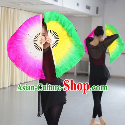 Professional Traditional Color Transition Pure Silk Dance Fan Dance Ribbons