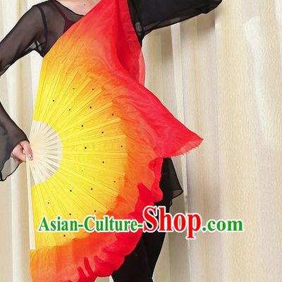 Traditional Chinese Folk Dance Silk Fan Fire Color