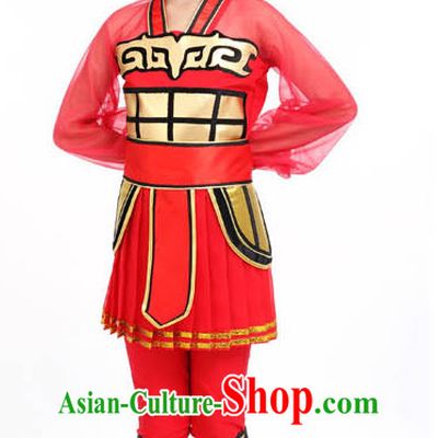 Chinese Competition Dance Costumes Kids Terra Cotta Warrior Solider General Dance Costumes Folk Dances Ethnic Dance Fan Dance Dancing Dancewear for Children