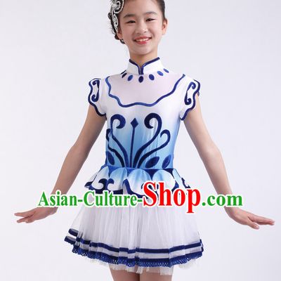 Chinese Competition Festival Dance Costumes Kids Dance Costumes Folk Dances Ethnic Dance Fan Dance Dancing Dancewear for Children
