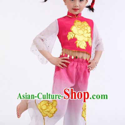 Chinese Competition Han Dance Costumes Kids Dance Costumes Folk Dances Ethnic Dance Fan Dance Dancing Dancewear for Children