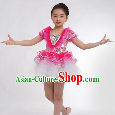 Chinese Competition Ballroom Dance Costumes Kids Dance Costumes Folk Dances Ethnic Dance Fan Dance Dancing Dancewear for Children