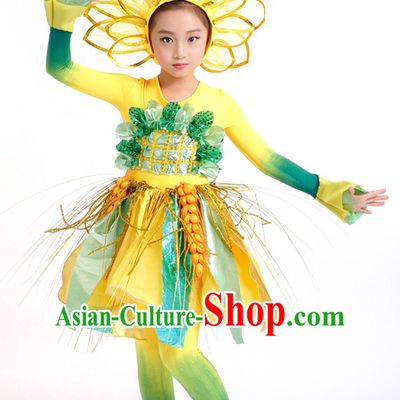 Chinese Competition Stage Dance Costumes Kids Dance Costumes Folk Dances Ethnic Dance Fan Dance Dancing Dancewear for Children
