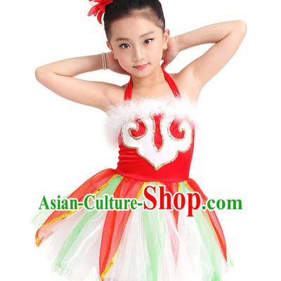 Chinese Competition Stage Team Dance Costumes Kids Dance Costumes Folk Dances Ethnic Dance Fan Dance Dancing Dancewear for Children