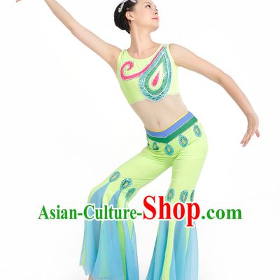 Chinese Competition Stage Peacock Dance Costumes Female Dance Costumes Folk Dances Ethnic Dance Fan Dance Dancing Dancewear for Women