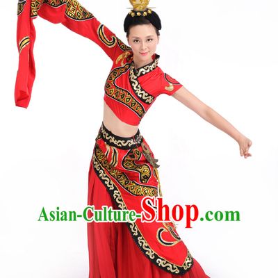 Chinese Competition Stage Classical Dance Costumes Female Dance Costumes Folk Dances Ethnic Dance Fan Dance Dancing Dancewear for Women