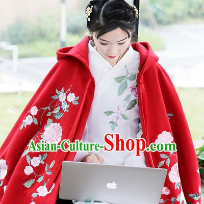 Ancient Chinese Embroidered Mantle Cape Hanfu Dress China Traditional Clothing Asian Long Dresses China Clothes Fashion Oriental Outfits for Women
