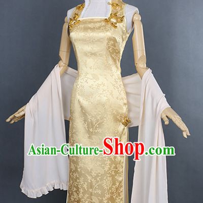 Traditional Chinese Style Long Sexy Cheongsam Cosplay Dress for Women