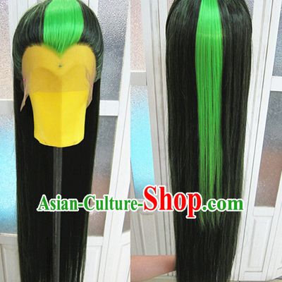 Chinese Traditional Wig Ancient Men Wigs Ladies Wigs Black Green Wigs Male Lace Front Wigs Custom Hair Pieces