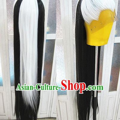 White Black Chinese Traditional Scholar Swordsmen Wig Ancient Knight Men Wigs Ladies Wigs Male Lace Front Wigs Custom Hair Pieces