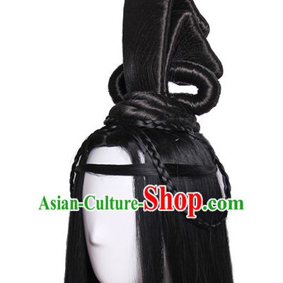 Traditional Chinese Princess Queen Empress Long Black Wigs