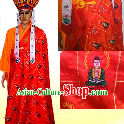 Ancient Chinese Tang Seng Monk Costumes and Hat Complete Set