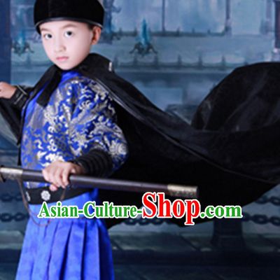Ancient Chinese Emperor Clothing and Hat Complete Set for Children Kids
