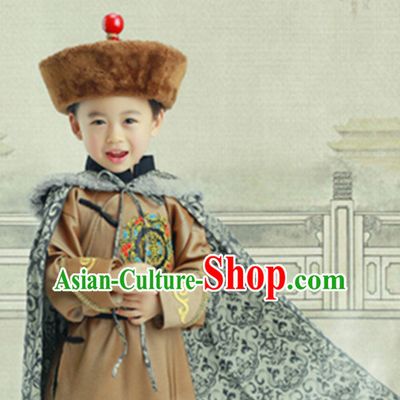 Ancient Chinese Emperor Clothing and Hat Complete Set for Children Kids