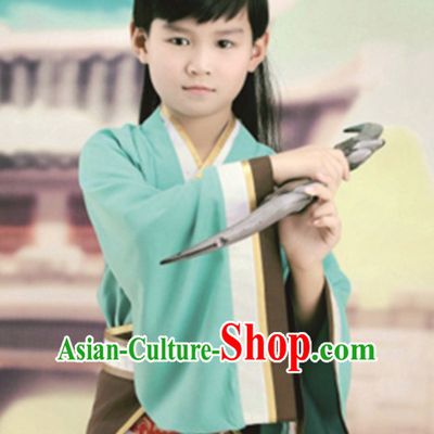 Ancient Chinese Swordsman Clothing and Hat Complete Set for Children Kids Boys