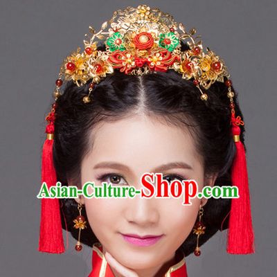 Traditional Chinese Bridal Hat Headdress for Women