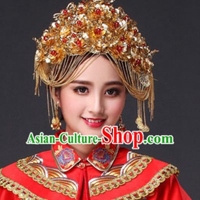 Traditional Chinese Bridal Hat Headdress for Women